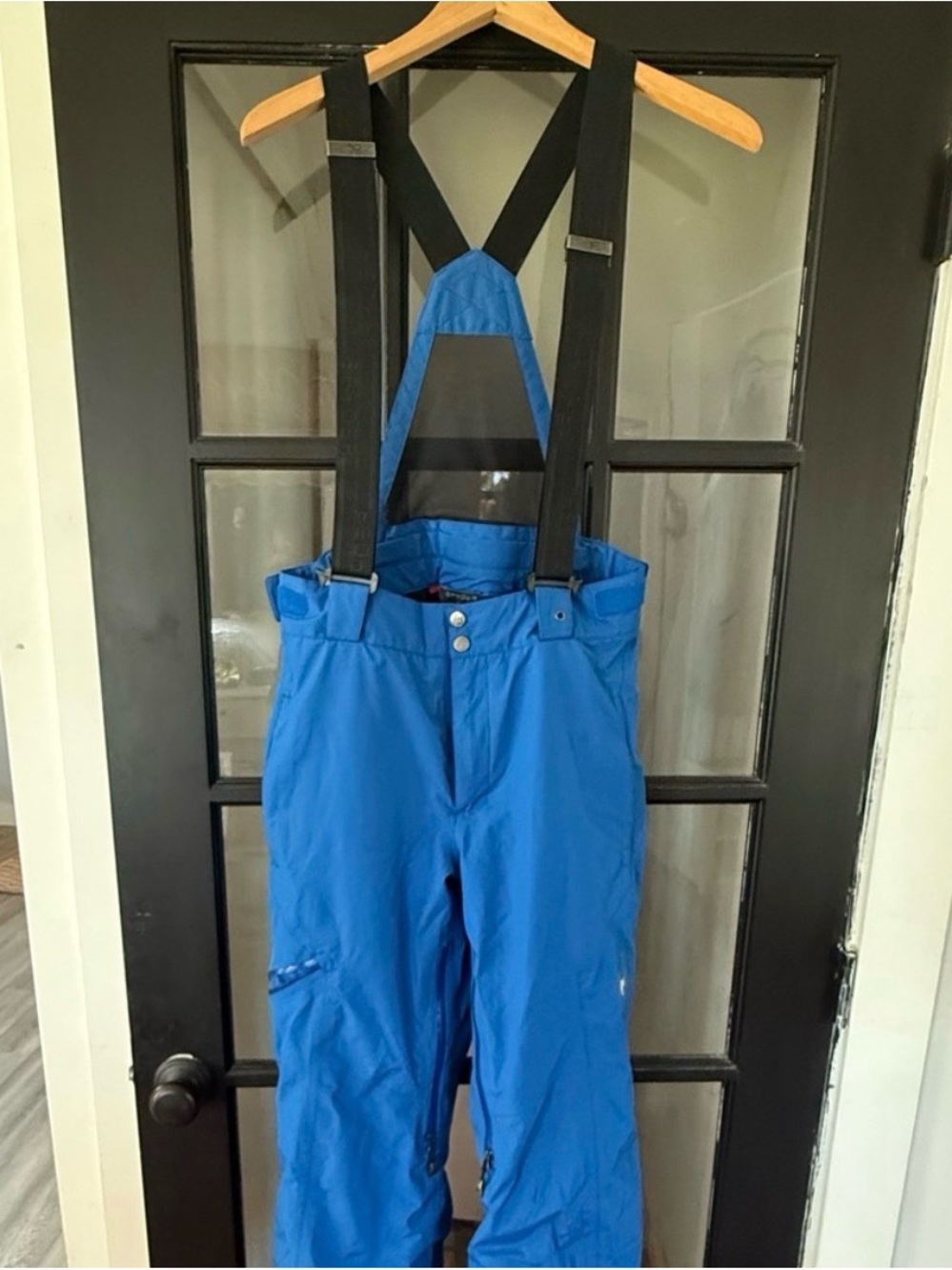 Spyder Men's Blue Cargo Ski Pants with Black Suspenders